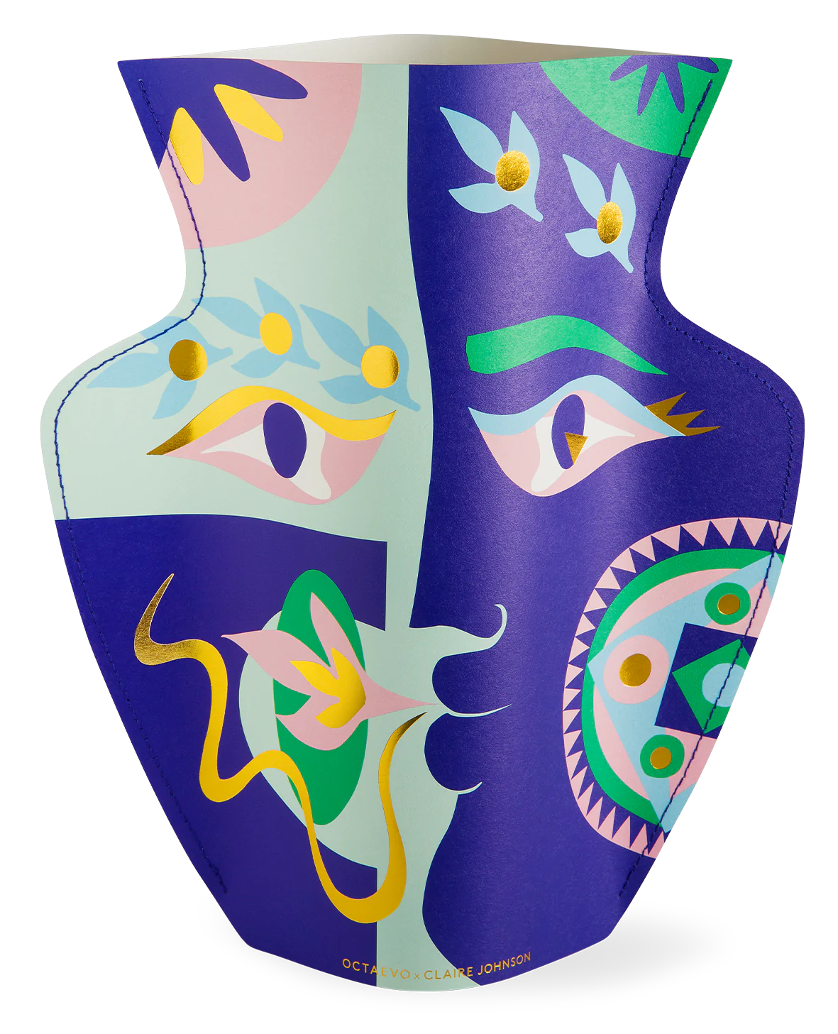 Papírová váza s ilustrací od umělkyně Claire Johnson značky OCTAEVO
