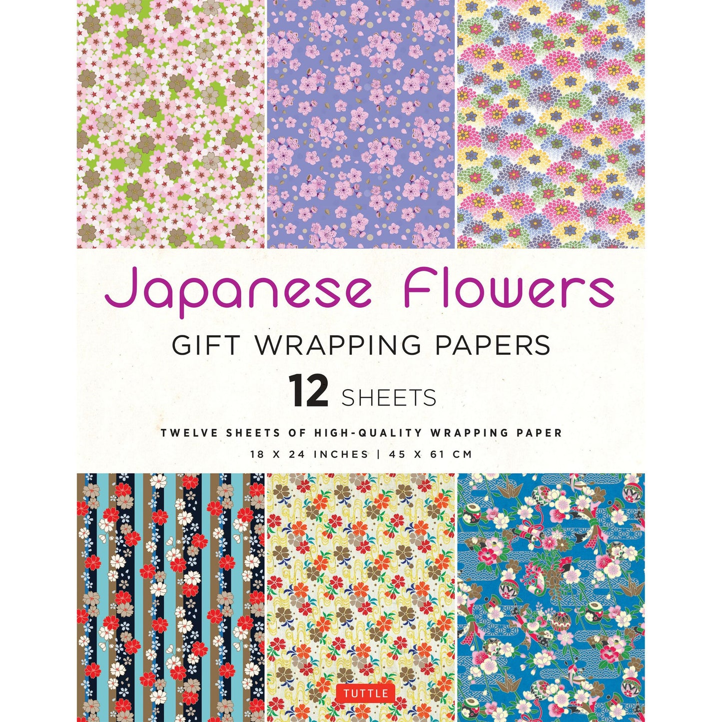 Japanese Flowers Gift Wrapping Papers - 12 sheets